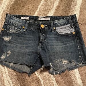 Vigoss Dark Blue Jean Shorts with Distressed Details